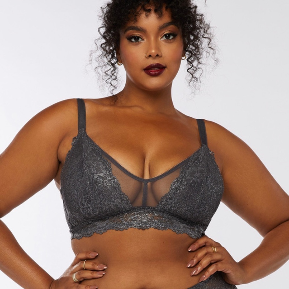 Bling Floral Lace and Mesh Bralette